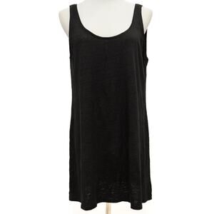 Eileen Fisher Black Linen Slub Knit Long Tank Size Medium
